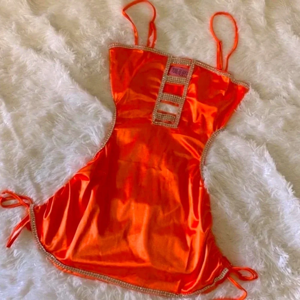 dolls kill orange dress Long Sleeve Mesh Trippy Swirl Print Dress